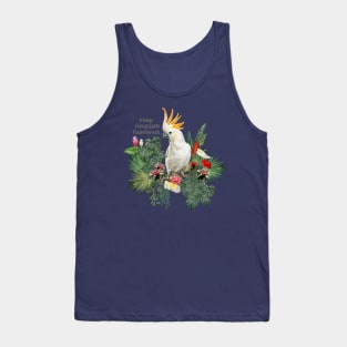 Polygonal Illustration Cockatoo bird and Amazon plants. Tank Top